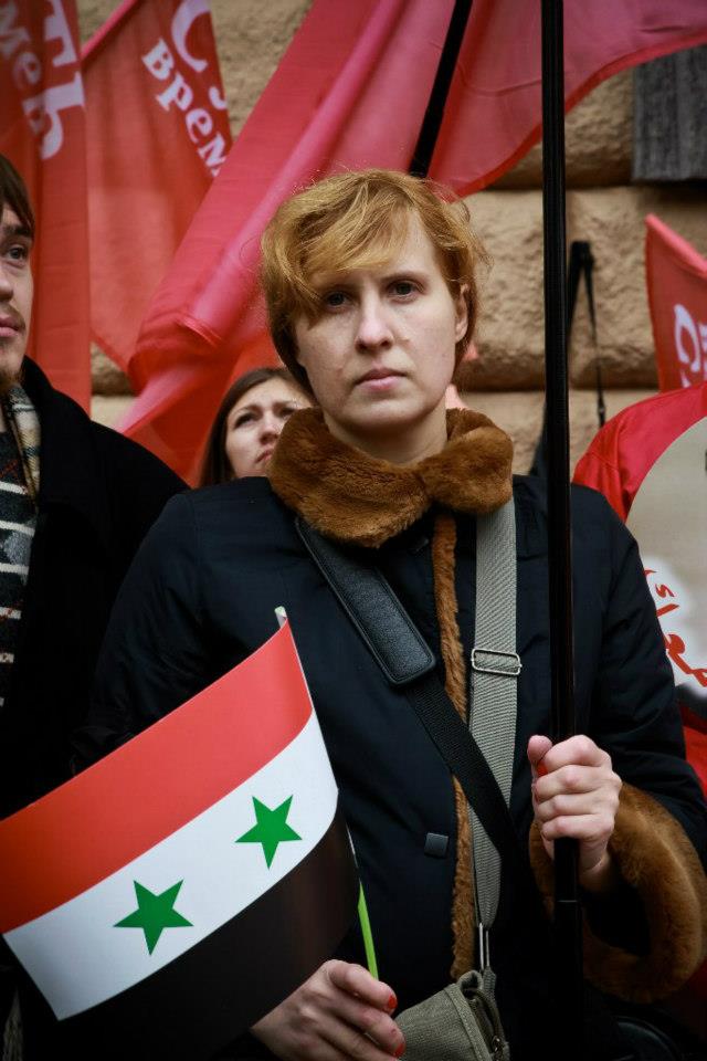 Наталья Макеева на пикете в поддержку Сирии. 19 октября 2012 года